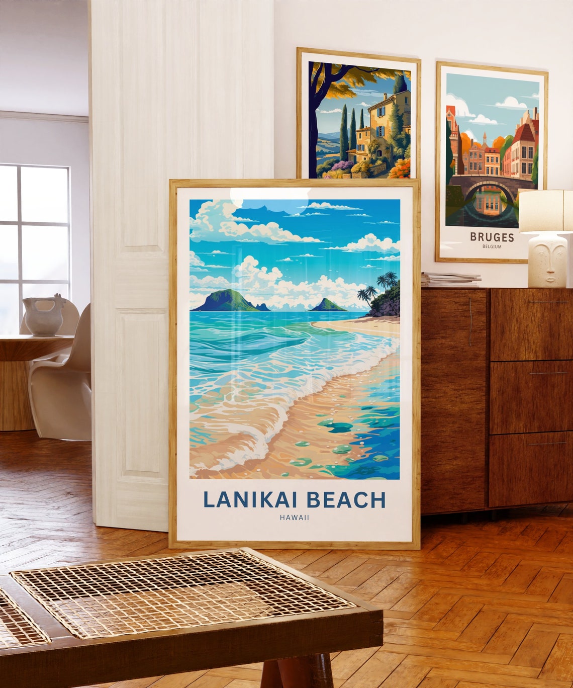 Lanikai Beach Hawaii Personalized Turquoise Surf Waves Travel Poster - Image 5
