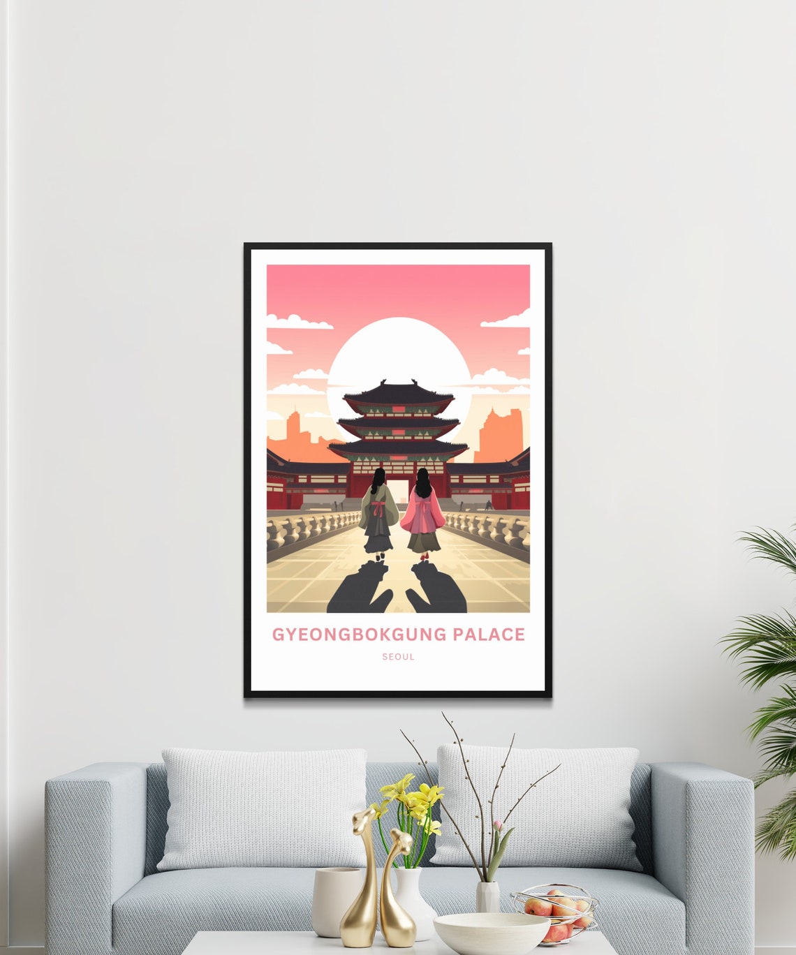 Gyeongbokgung Palace Seoul Hanbok Sunset Palace Gate Travel Poster - Image 3