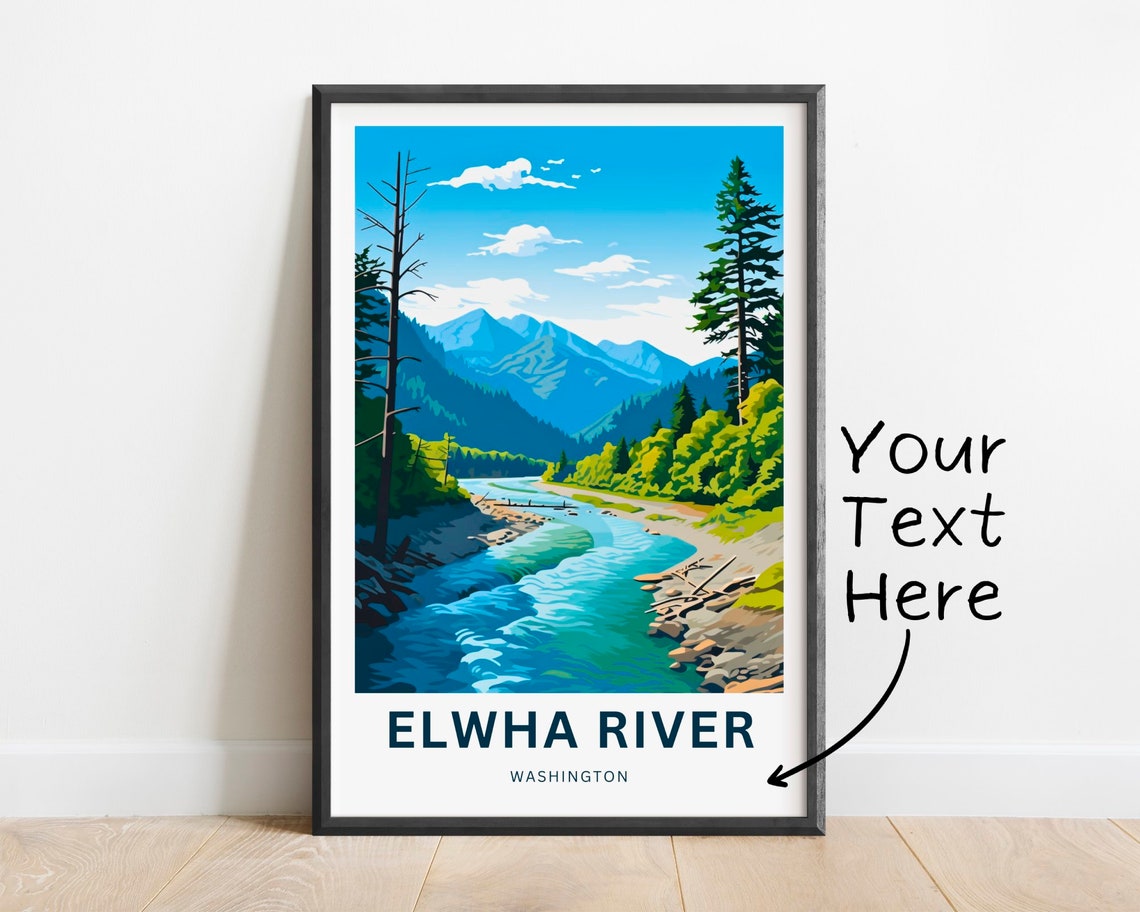 Elwha River Washington Winding Valley Stream Pines Personalized Poster
