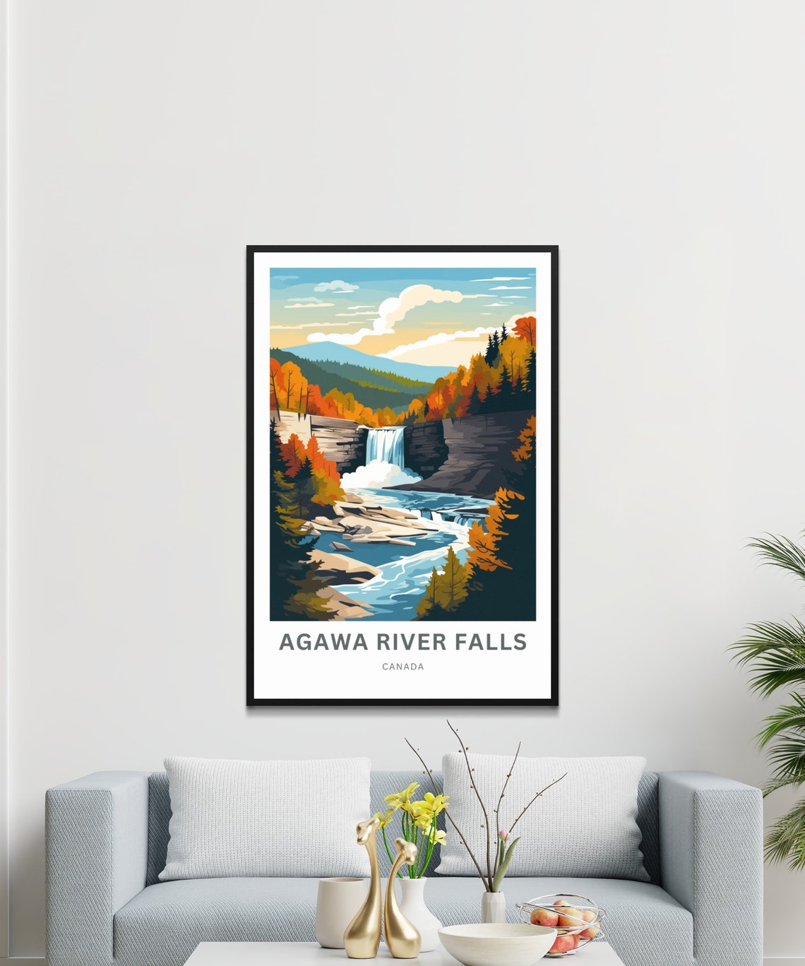 Personalized Agawa River Falls Canada Canyon Waterfall Travel Poster - Image 3