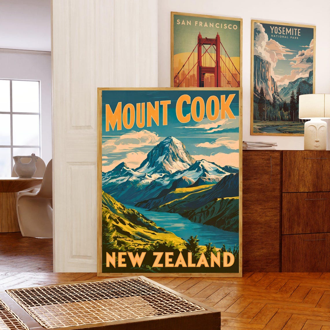 Mount Cook New Zealand Vintage Alpine Peak Retro Travel Poster - Image 5
