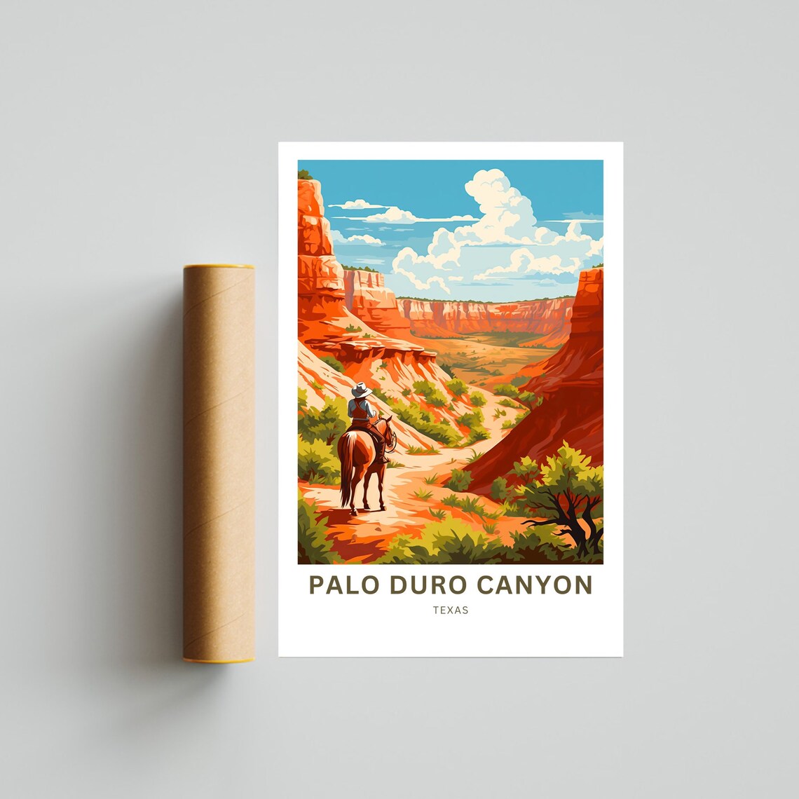 Palo Duro Canyon Texas Cowboy Horseback Canyon Trail View Poster - Image 4