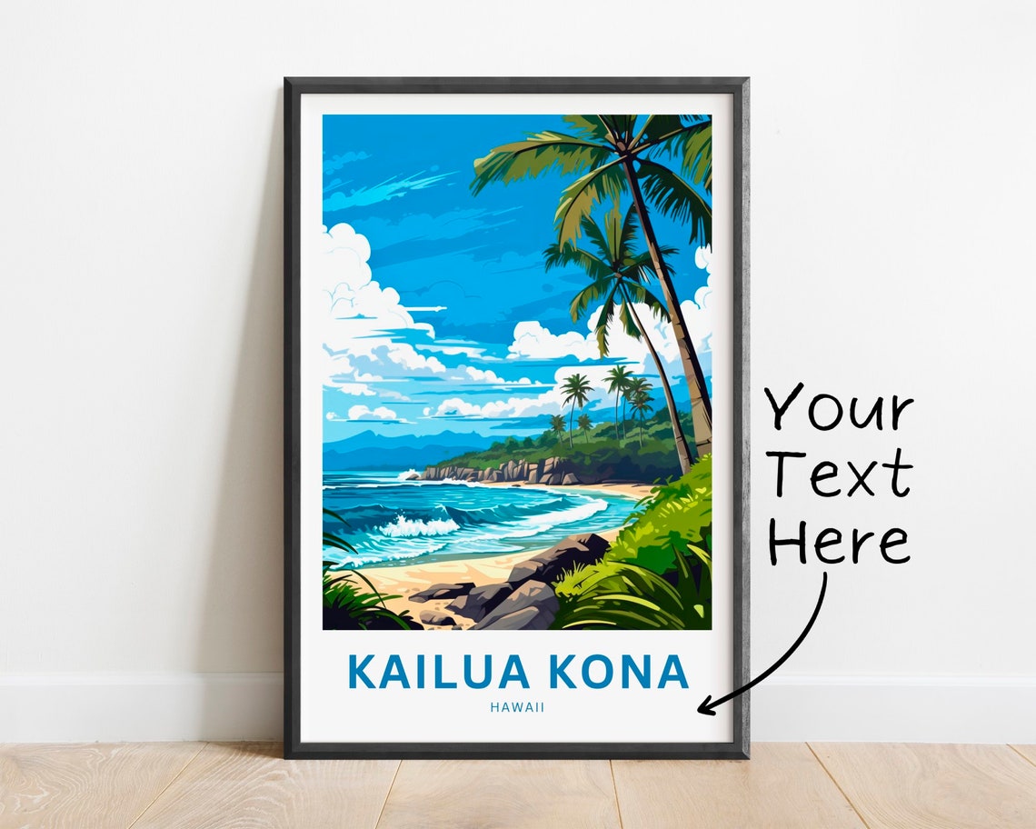 Kailua Kona Hawaii Palm Cove Rocky Beach Personalized Poster