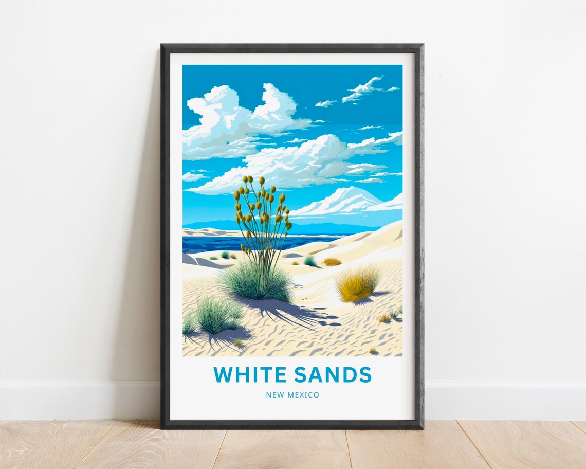 White Sands Travel Print White Sands Poster New Mexico Wall Art Framed Present Gift New Mexico Present