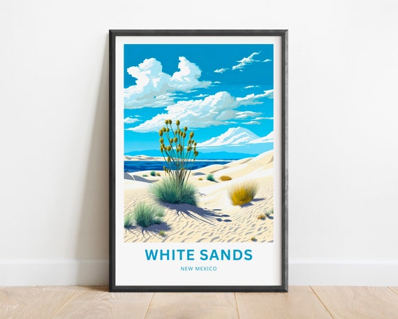 White Sands Travel Print White Sands Poster New Mexico Wall Art Framed Present Gift New Mexico Present
