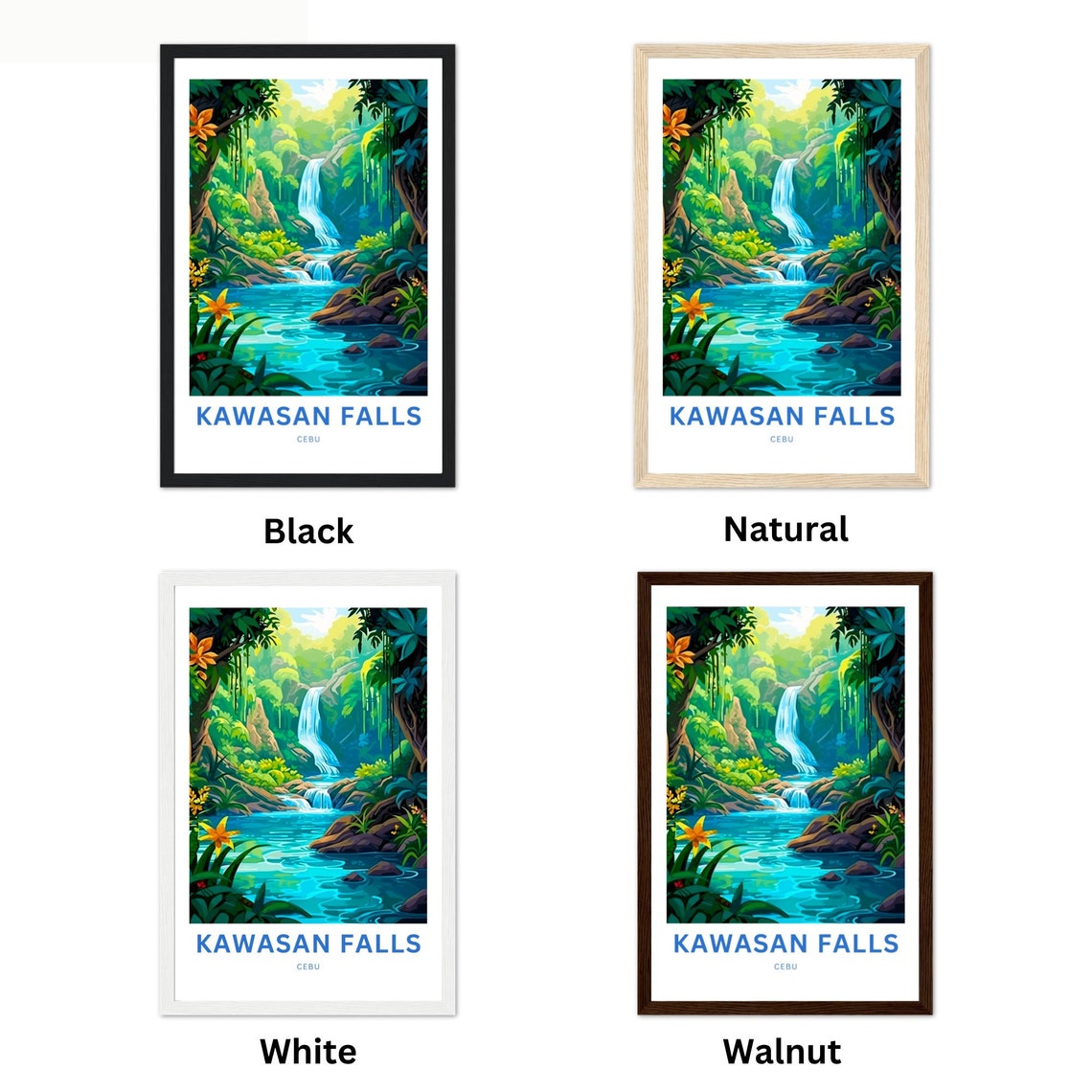Kawasan Falls Cebu Tropical Waterfall Jungle Stream Scenic Poster - Image 2