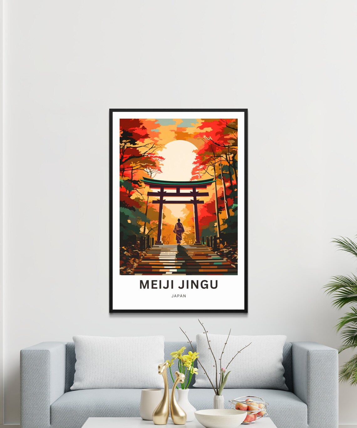 Meiji Jingu Japan Autumn Torii Gate Sunset Shrine Travel Poster - Image 3