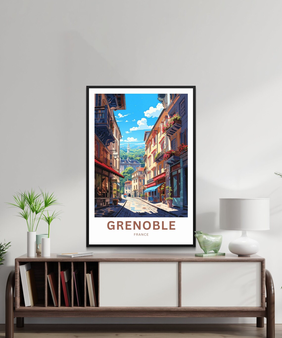 Personalized Grenoble France Old Town Street Custom Text Travel Poster - Image 2