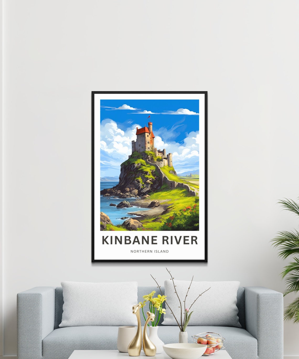 Personalized Kinbane River Seaside Castle Custom Text Poster - Image 3