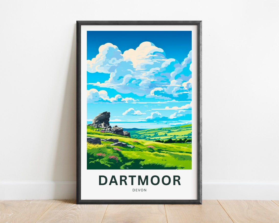 Dartmoor Devon Granite Tor and Rolling Moor Under Big Skies Poster