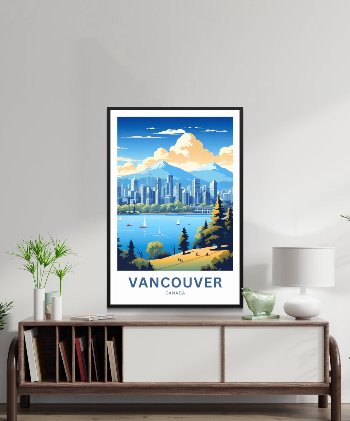 Vancouver Canada Personalized Skyline Harbor Sailboats Travel Poster - Image 2