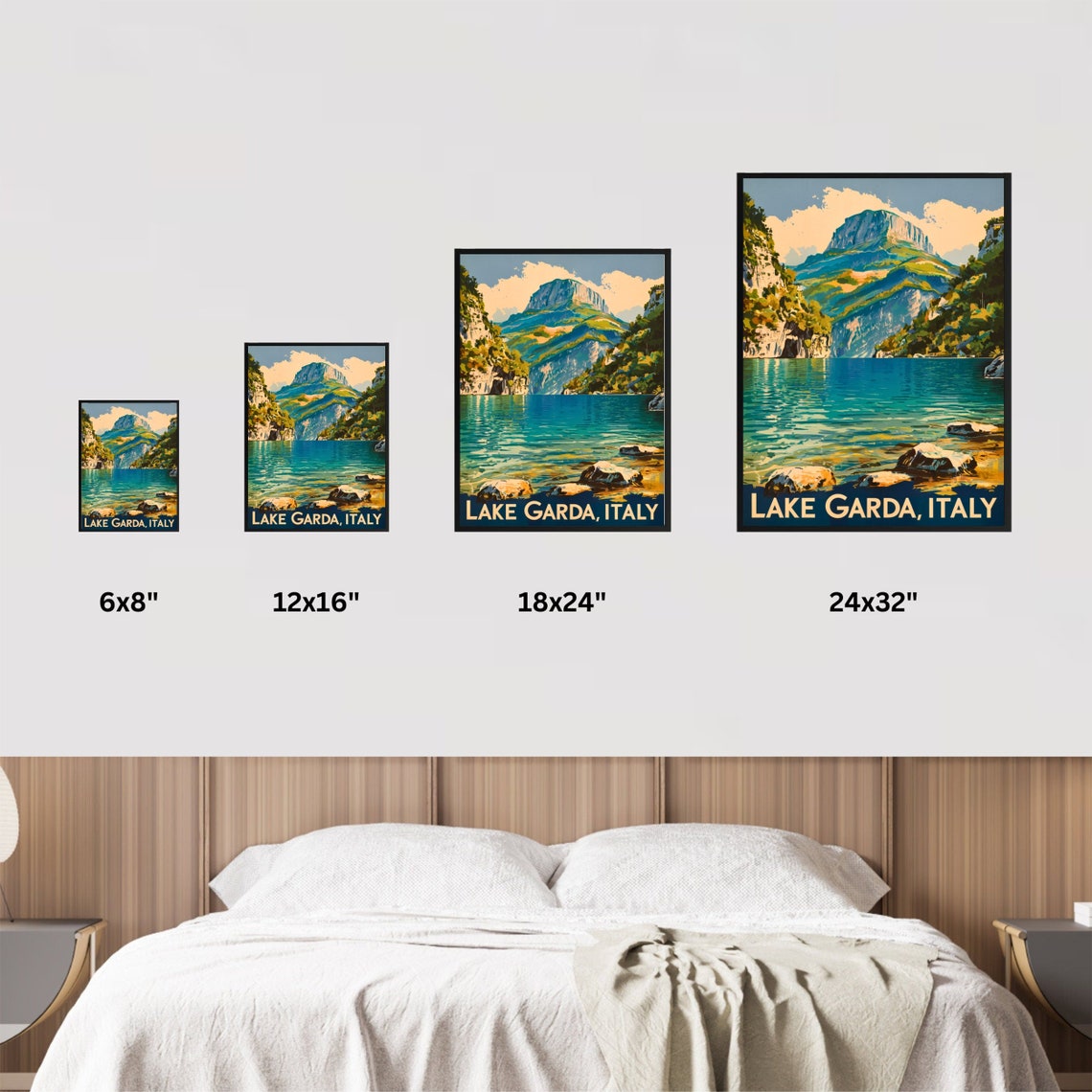 Lake Garda Italy Rocky Shore Mountain Lake View Vintage Poster - Image 4