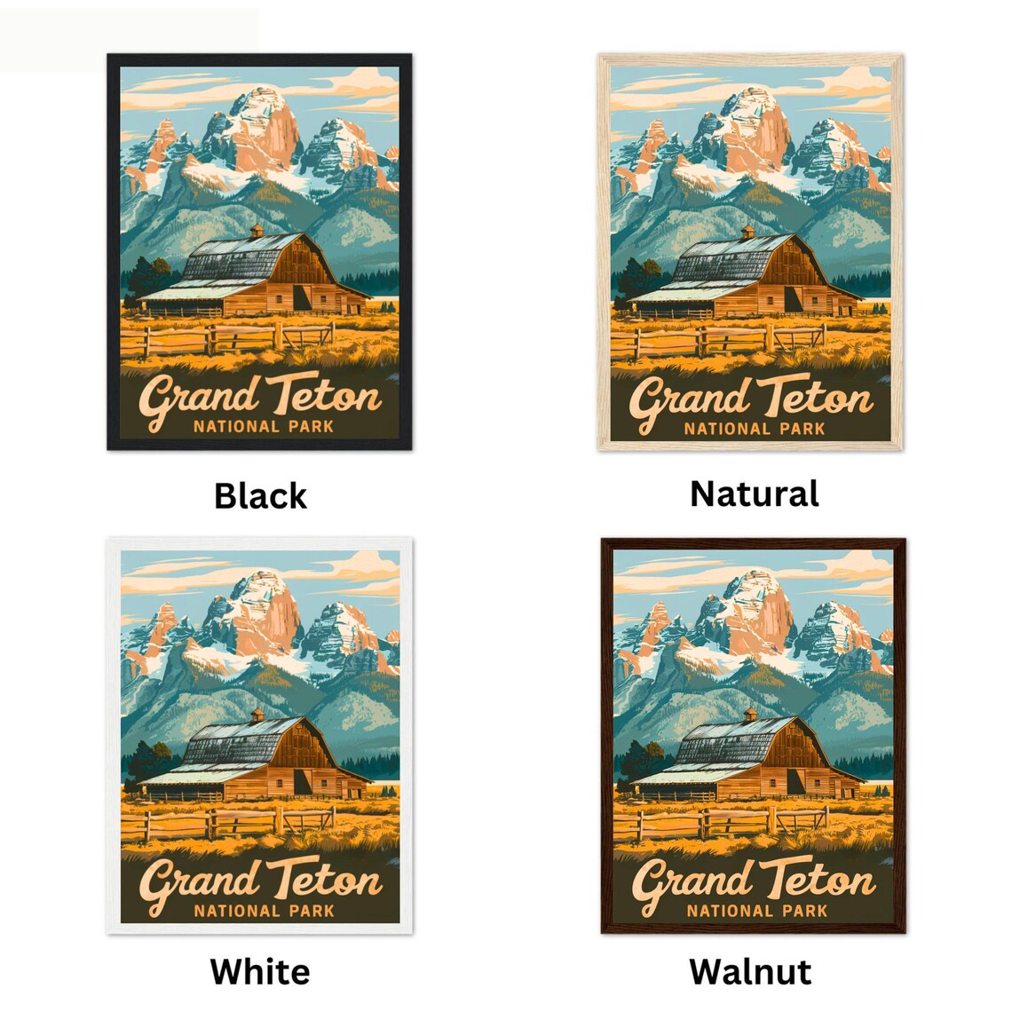 Grand Teton National Park Vintage Barn Mountain Peaks Poster - Image 4
