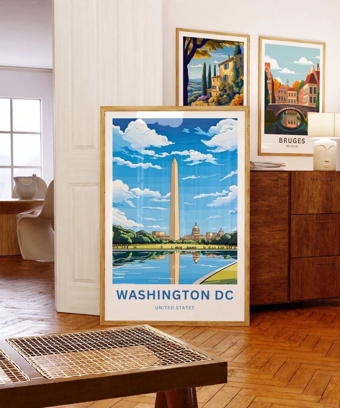 Washington DC Monument Capitol Blue Sky Day Customizable Poster - Image 5