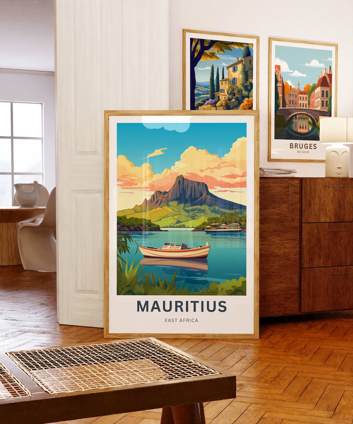 Mauritius East Africa Lagoon Boat Vintage Island Travel Poster - Image 5