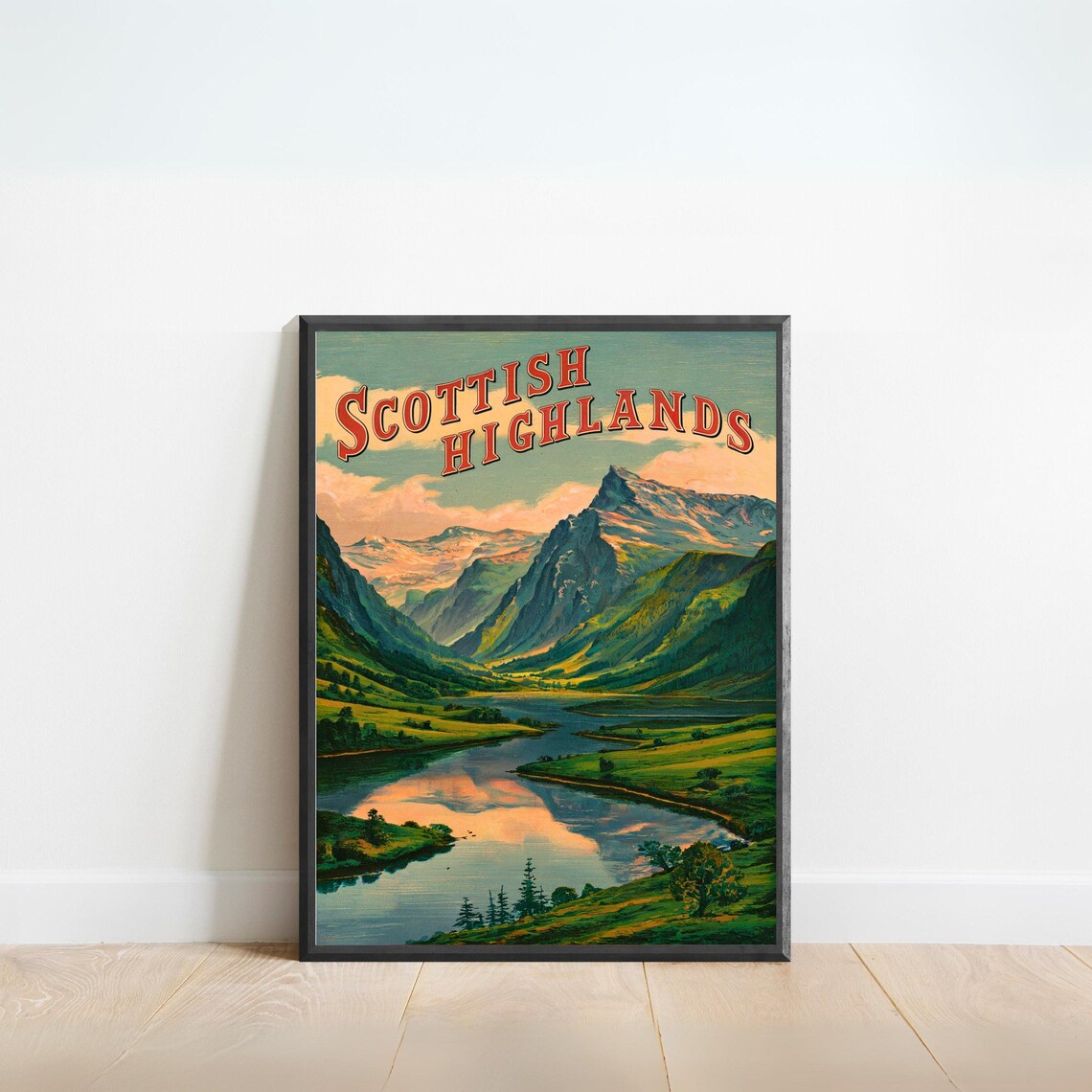 Scottish Highlands Vintage Travel Poster, Scotland Art Print