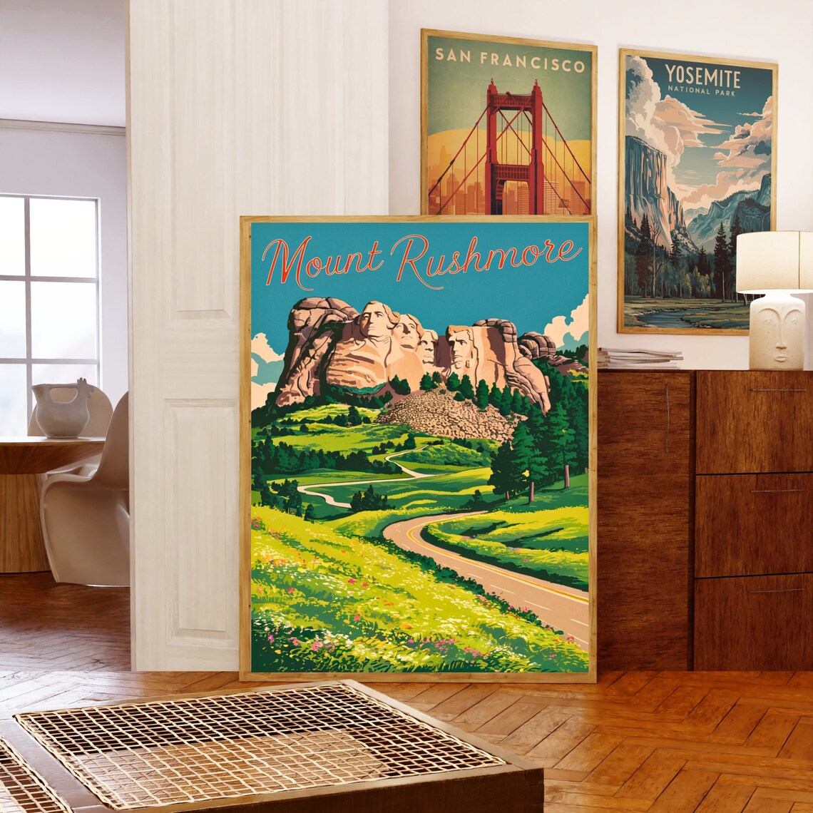 Mount Rushmore South Dakota Scenic Winding Road Vintage Poster - Image 5