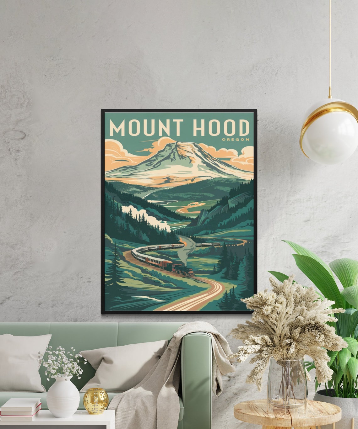Mount Hood Oregon Vintage Travel Poster Steam Train Mountain View - Image 2