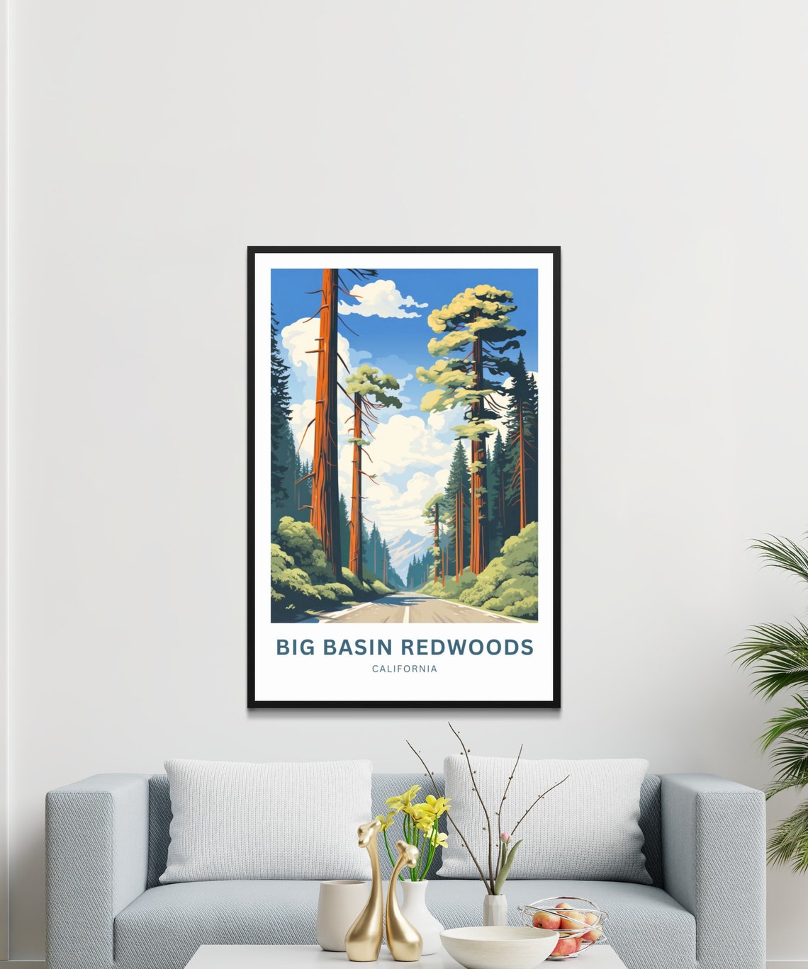 Personalized Big Basin Redwoods California Forest Road Travel Poster - Image 2