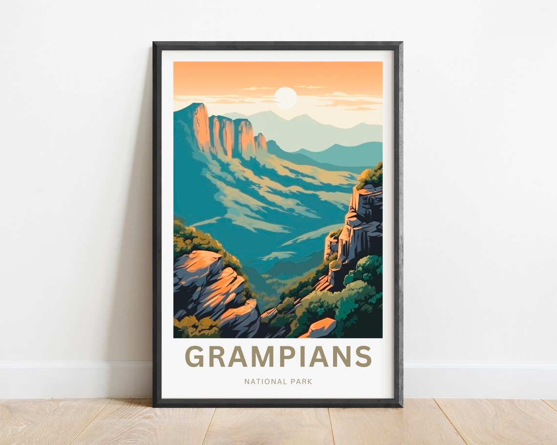 Grampians National Park Australia Sunrise Mountain Scenic Travel Poster