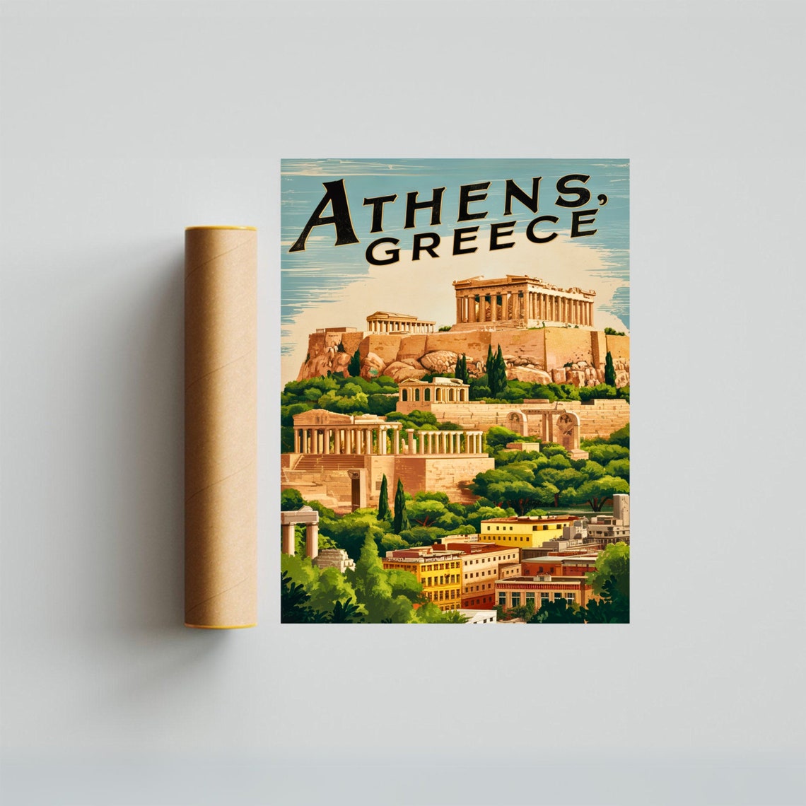 Athens Greece Acropolis Ancient Ruins Vintage Travel Poster Art - Image 4
