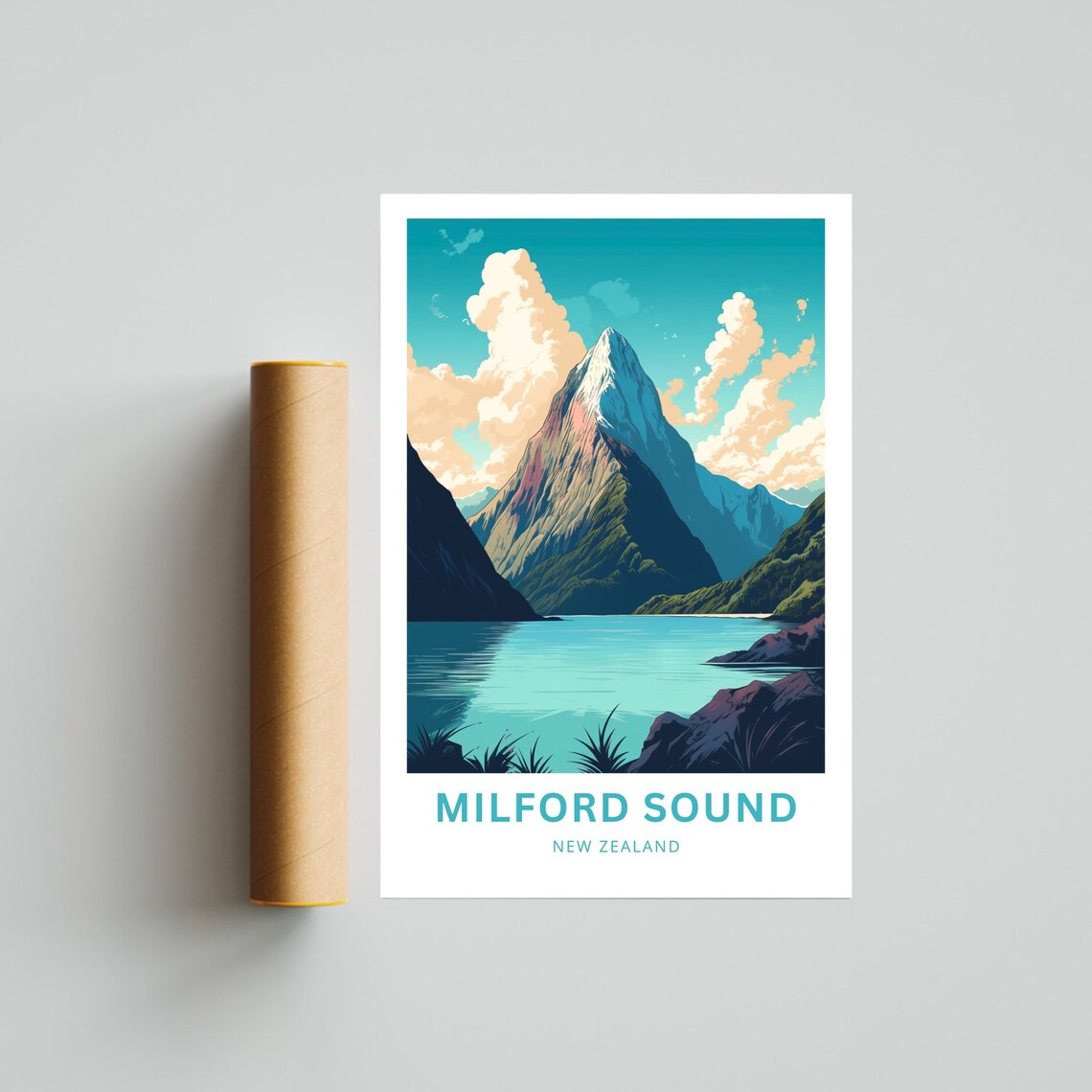 Milford Sound New Zealand Mitre Peak Fjord Waters Travel Poster - Image 4