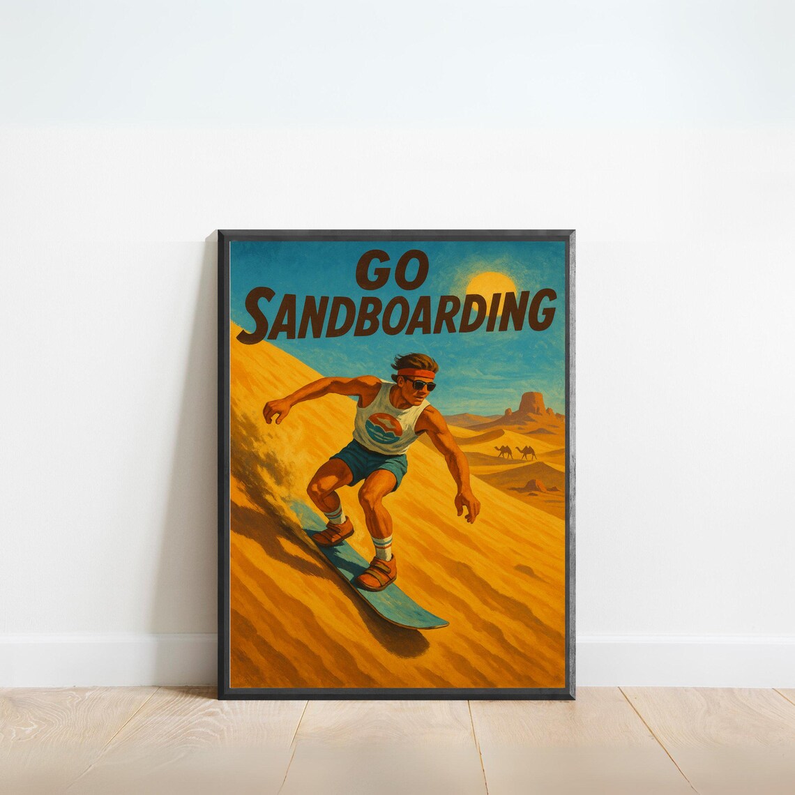 Go Sandboarding Vintage Retro Poster Desert Dune Adventure Sports Art