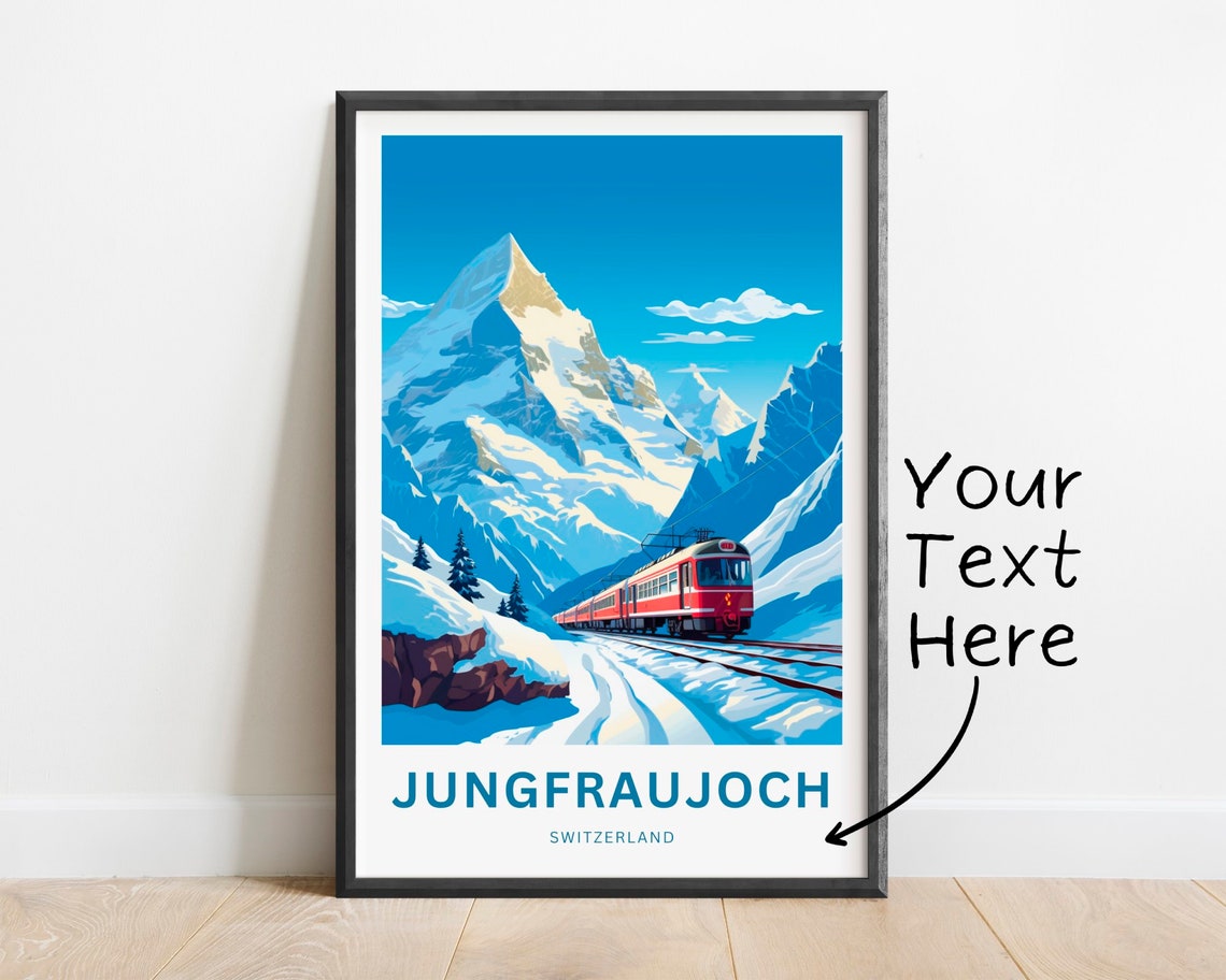 Jungfraujoch Switzerland Alpine Train Personalized Travel Poster