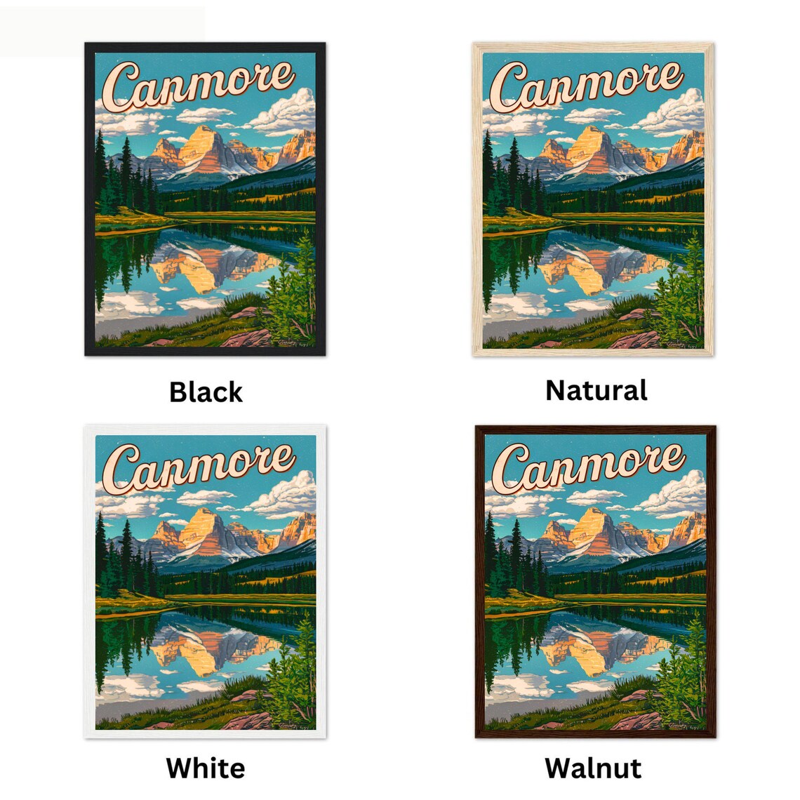 Canmore Retro Mountain Lake Reflection Vintage Travel Poster - Image 4