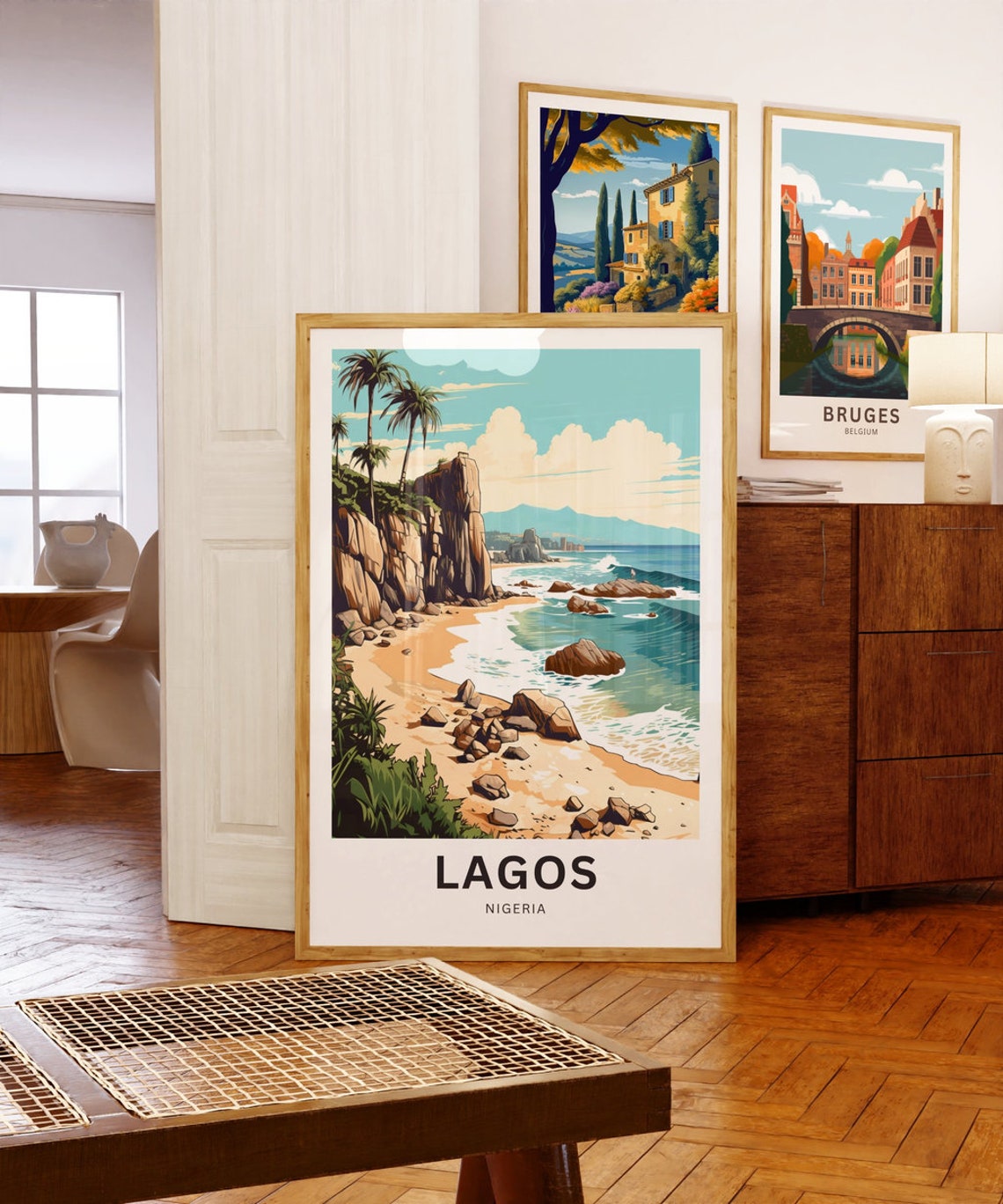 Lagos Nigeria Customizable Rocky Shoreline Palm Beach Poster - Image 5