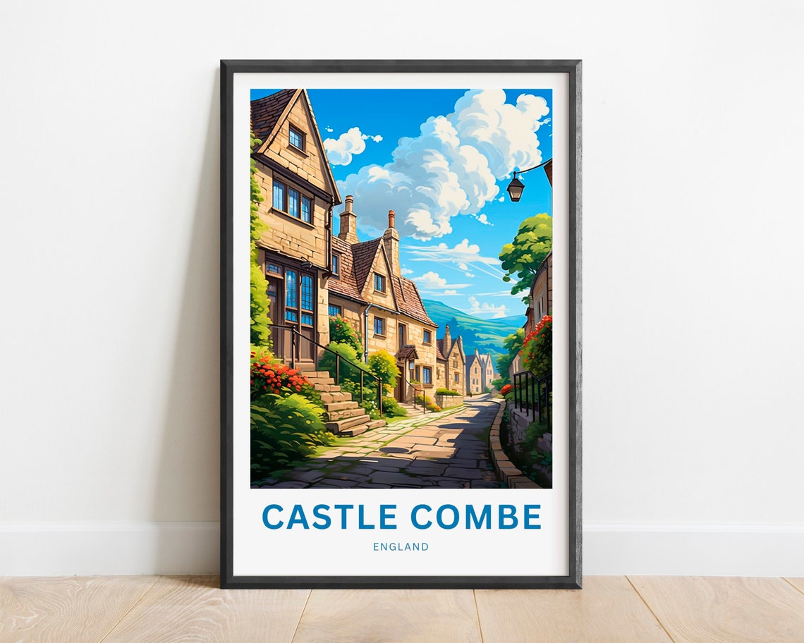 Castle Combe England Stone Cottage Lane Village Travel Poster