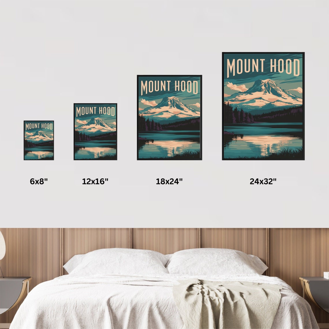 Mount Hood Vintage Poster with Teal Lake Reflection at Golden Hour - Image 4