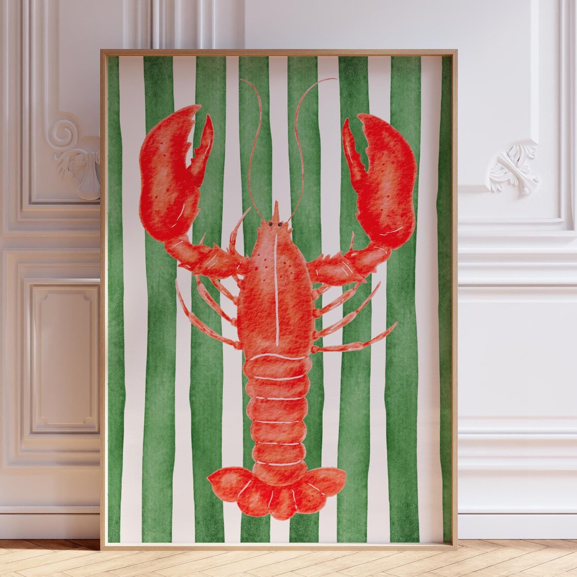 Coastal Lobster Print Nautical Kitchen Decor Vintage Style Foodie Poster
