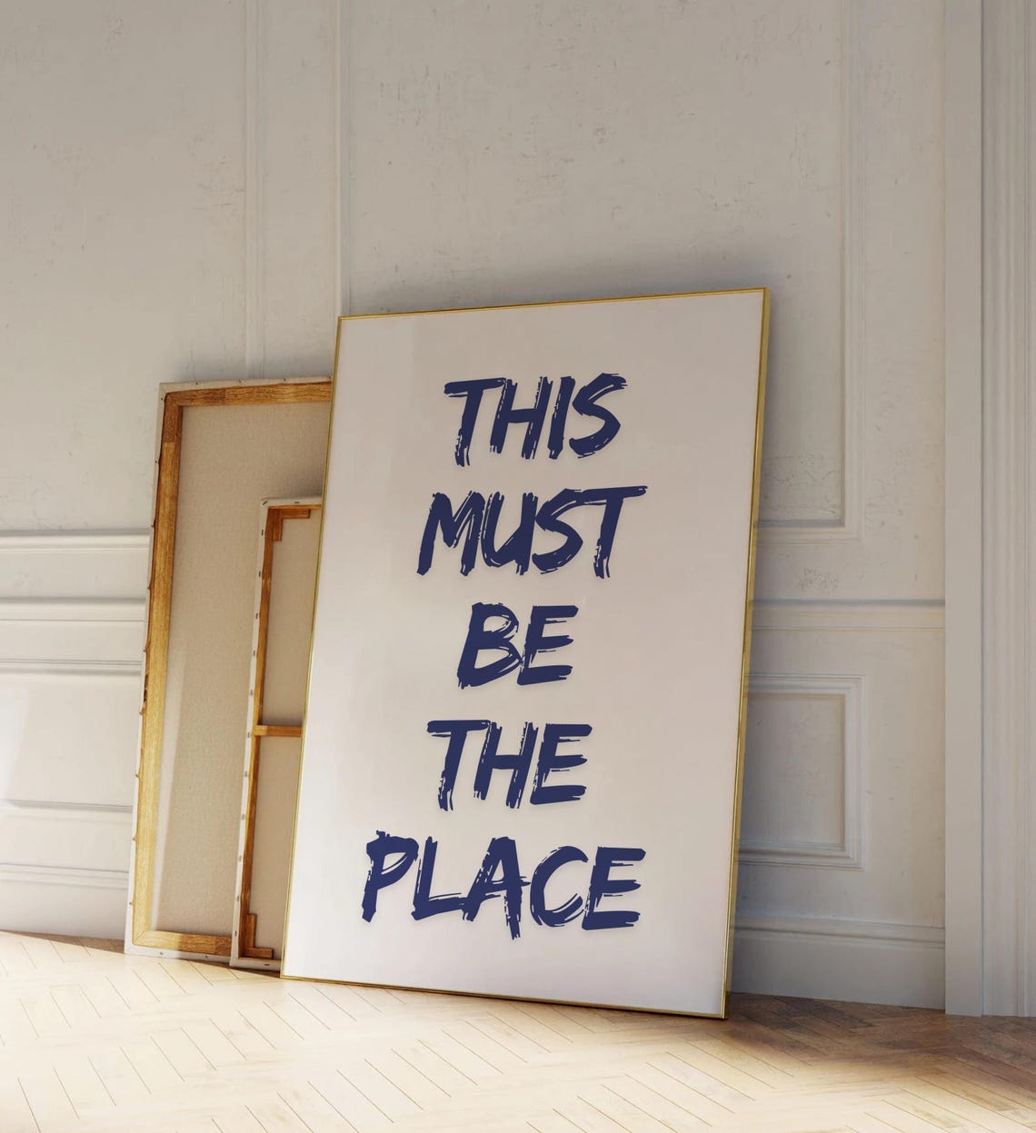 This Must Be the Place Navy Brush Lettering Minimalist Quote Poster - Image 4