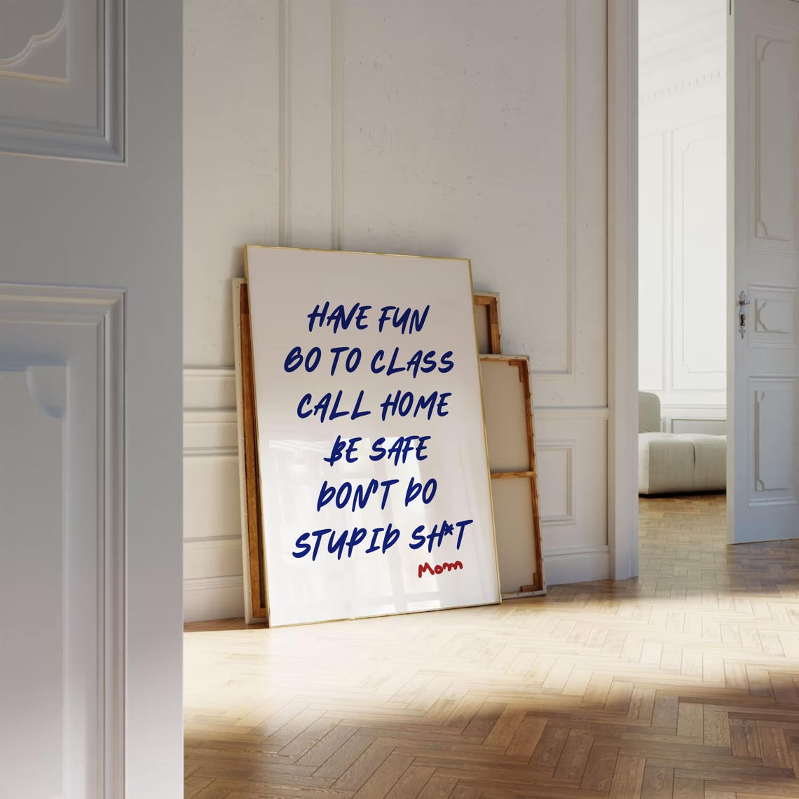 Dorm Rules Have Fun Go To Class Funny College Wall Sign Poster - Image 3