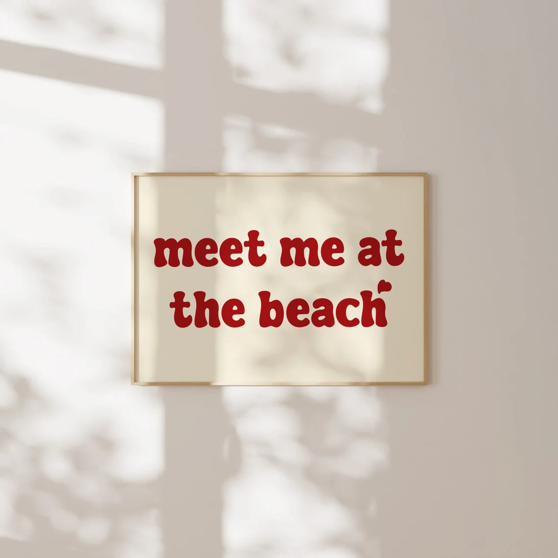 Meet Me At The Beach Red Retro Bubble Lettering Beach Quote Poster