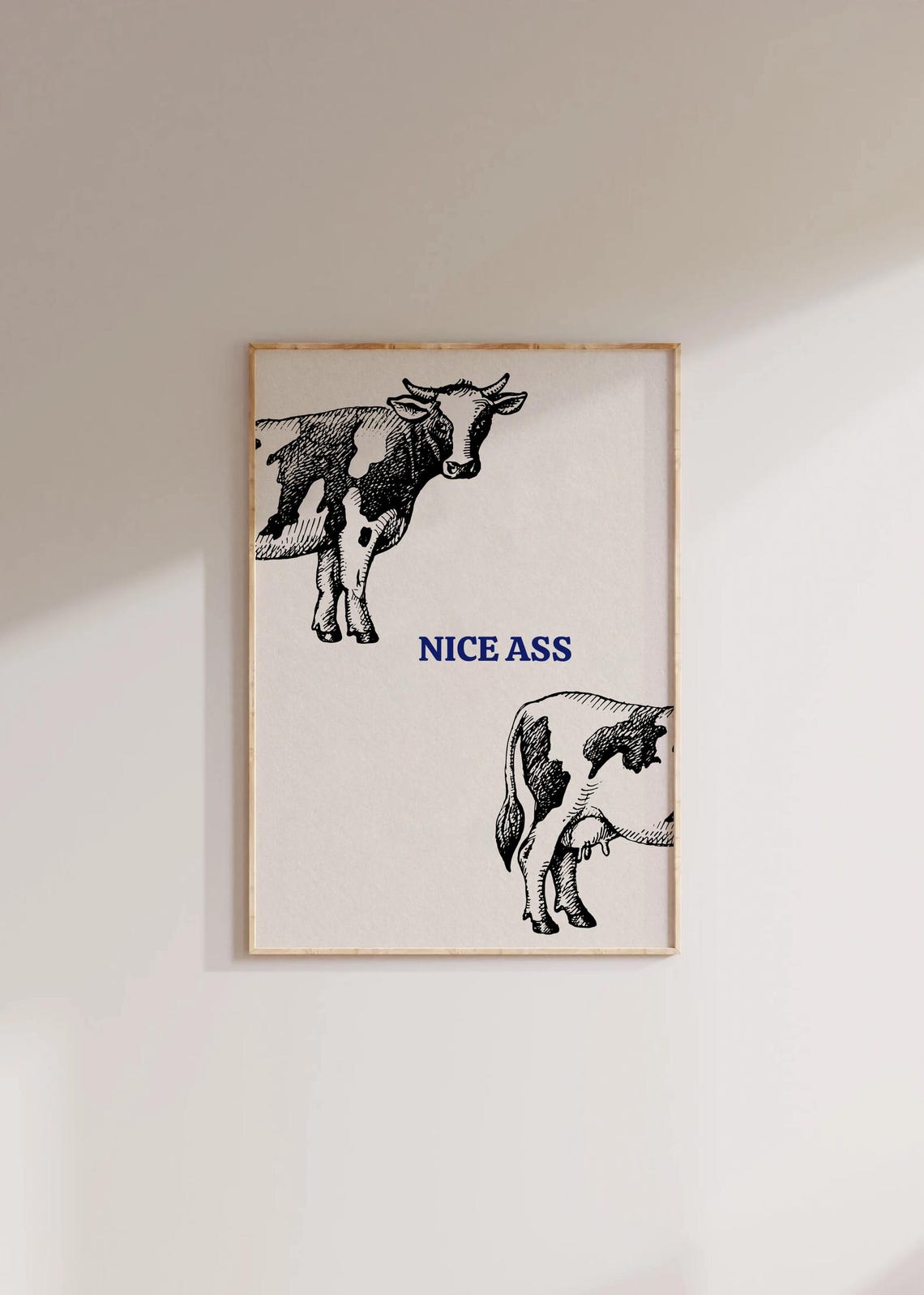 Nice Ass Cow Vintage Etching Style Funny Bathroom Humor Poster - Image 3