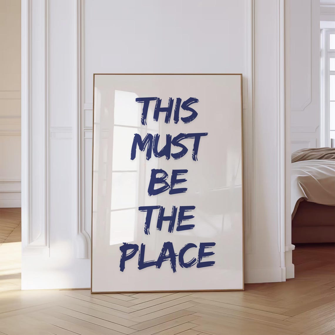 This Must Be the Place Navy Brush Lettering Minimalist Quote Poster - Image 2
