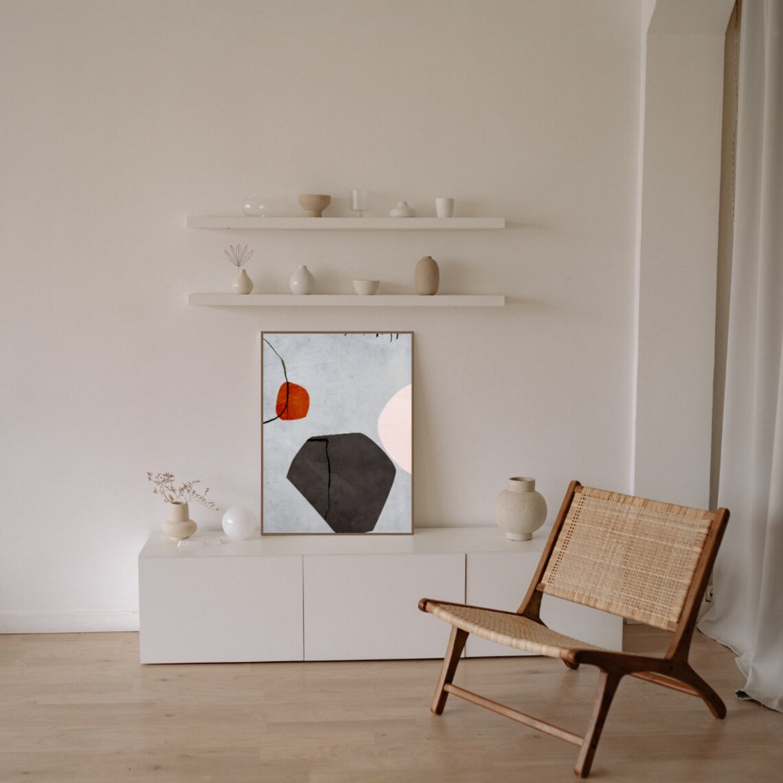 Minimalist Abstract Painting, Contemporary Living Room - Image 5