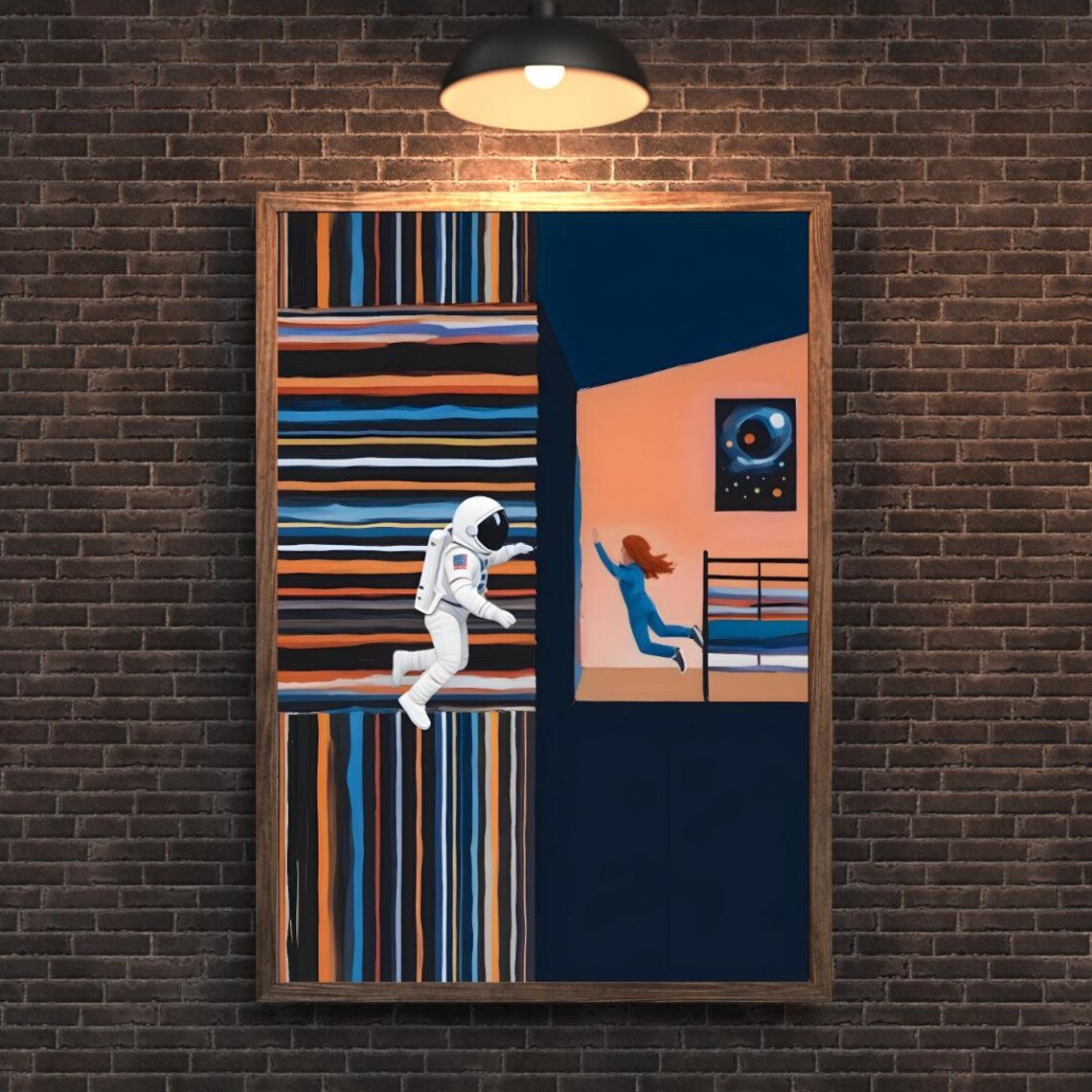 Astronaut Bookshelf, Modern Space Themed Art Print - Image 4