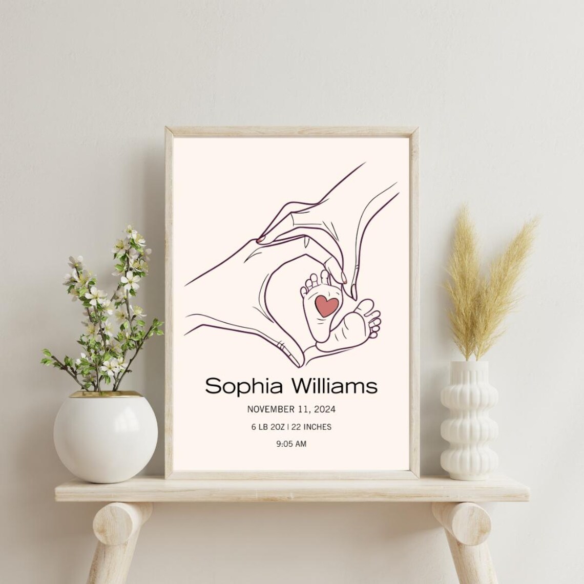 Newborn Baby Feet and Family, Nursery Decor