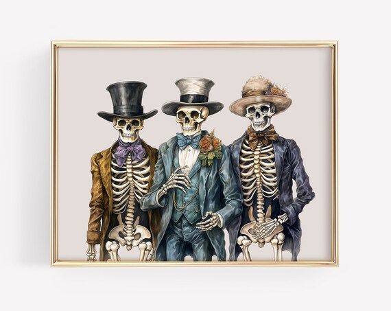 Funny Halloween Decor Fun Skeleton Print Trendy Halloween Wall Art Spooky Dorm Decor Cute Fall Decor Trick Treat Party