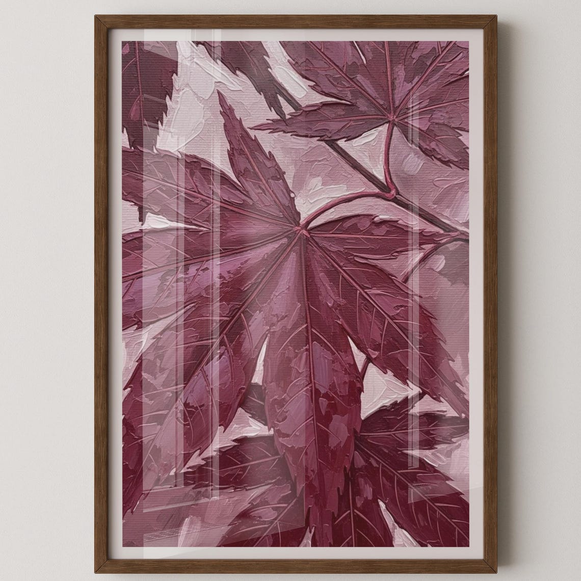 Japanese Maple Burgundy Textured Botanical Leaf Fine Art Print
