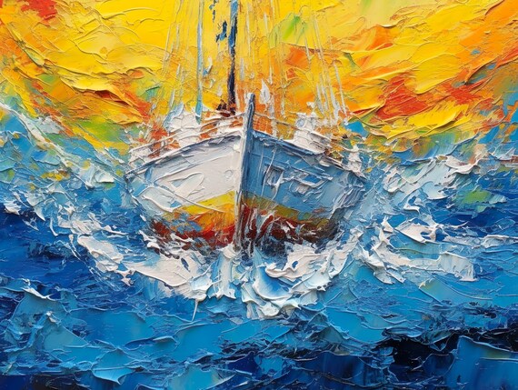 Abstract Boat In The Water Wall Art Decorative Mural Acrylic Home Office