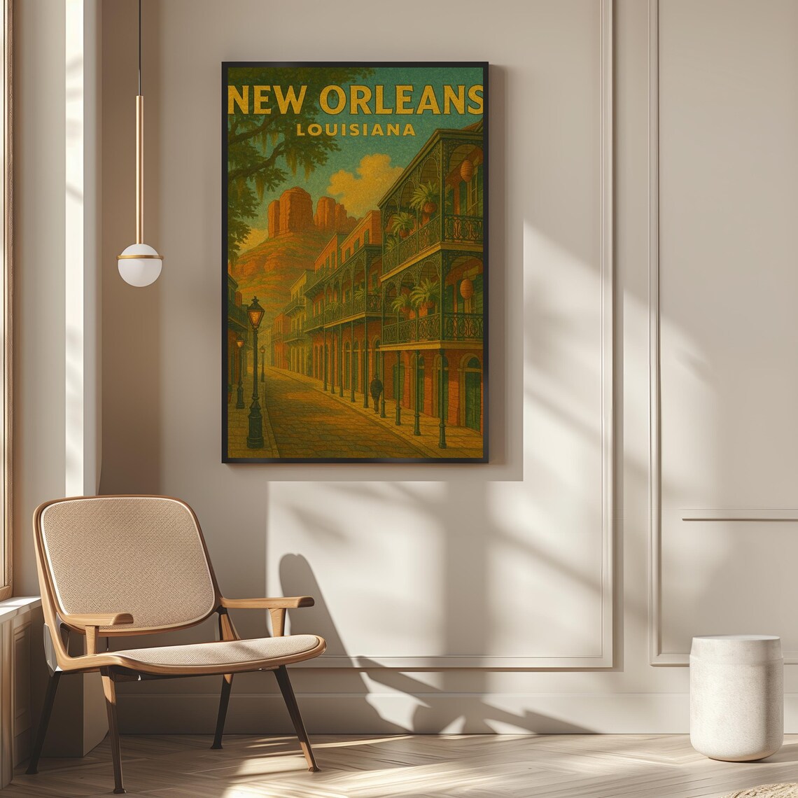New Orleans Louisiana French Quarter Balconies Vintage Travel Poster