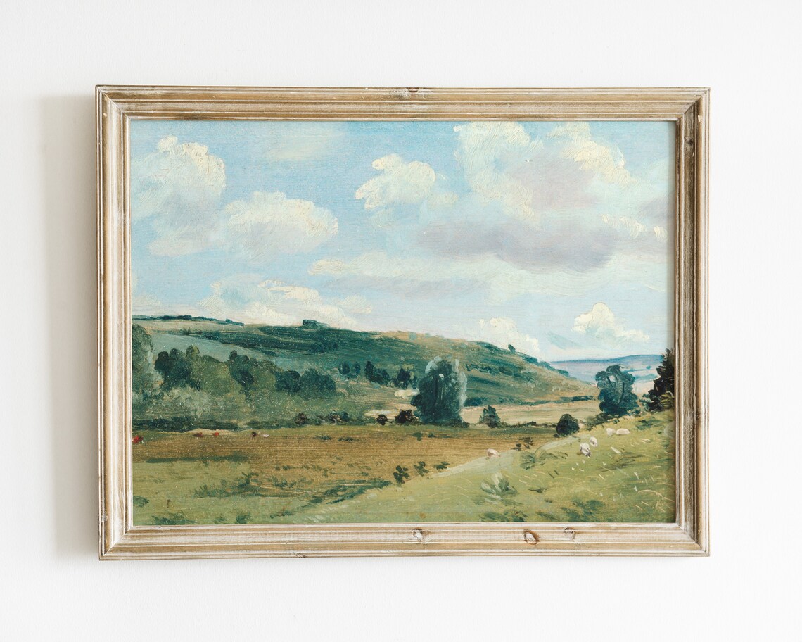 Rustic Vintage Landscape Painting Art Print