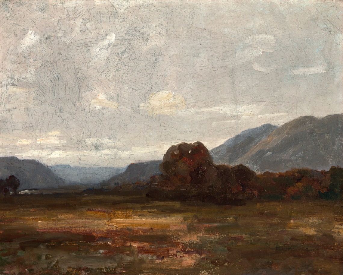 Fall Autumn Landscape Painting Warm Tone Fall Wall Decor Moody Autumn Landscape Fall Wall Decor - Image 2