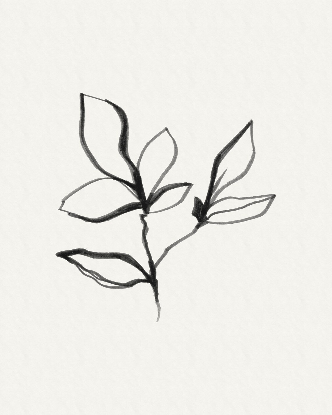 Abstract Leaf Sketch, Vintage Botanical Art Print - Image 2