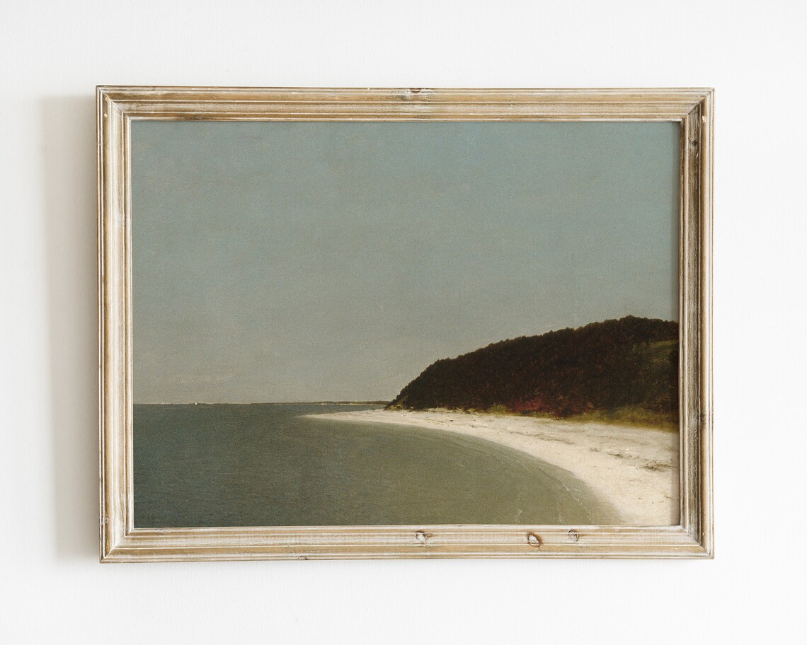 Vintage Ocean Seascape Art Print, Coastal Landscape