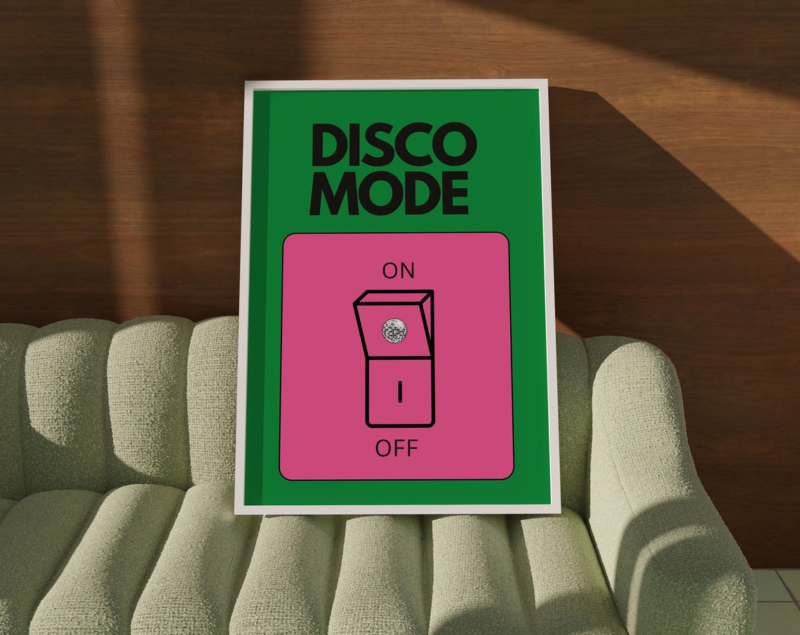 Disco Mode On Off Light Switch Bold Retro Pop Art Poster Design